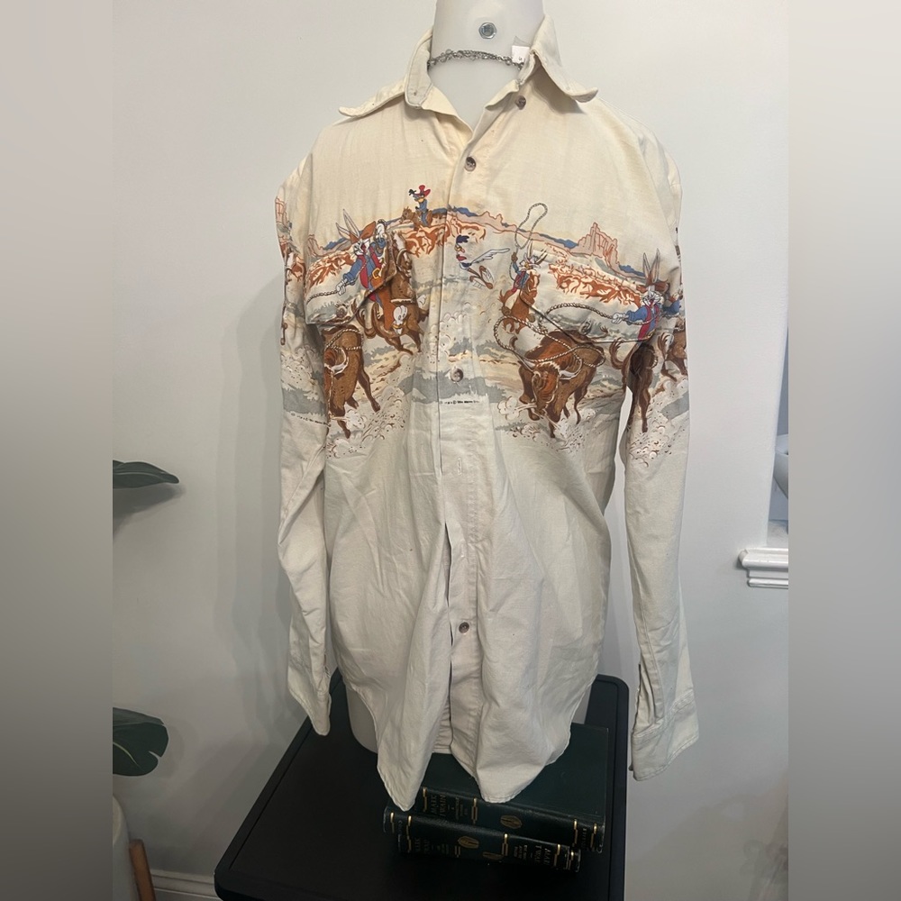 Looney Tunes Bugs Bunny & Friends VTG 94 Western Collection Karman Shirt Men's